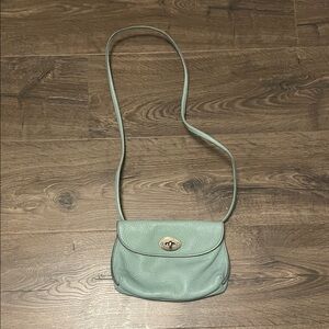 Fossil Mint Green Leather Mini Crossbody Bag w/ Gold Tone Hardware